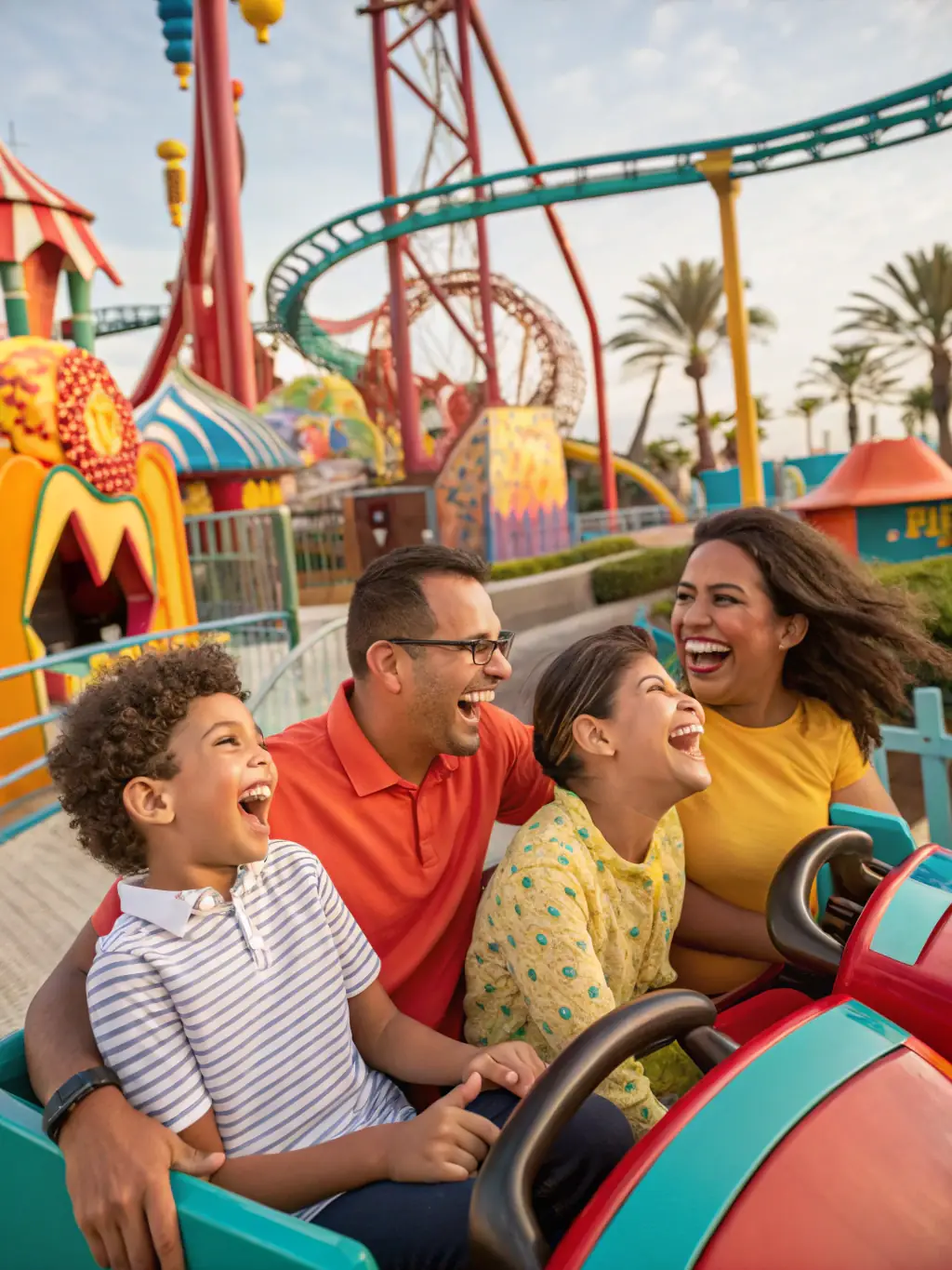 A horse-drawn carriage decorated for a community event carries children and families through a park in Dallas, Texas.